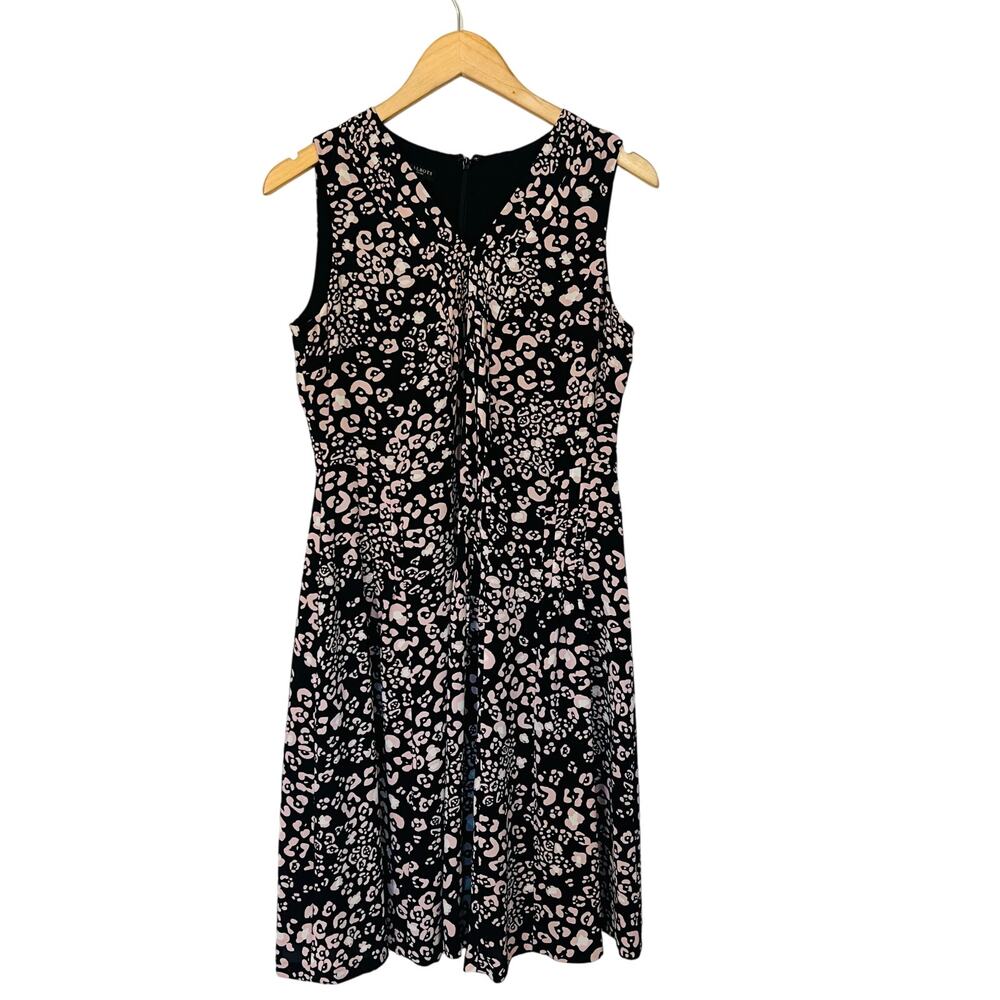 Talbots Black White Printed Sleeveless Dress Size 8 Petite